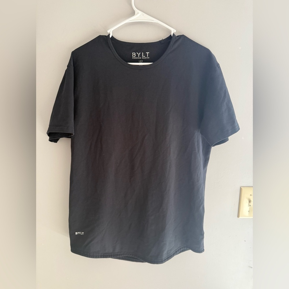 BYLT Premium Basics Drop Cut Short Sleeve Shirt Men’s SZ M Black Athletic Casual
